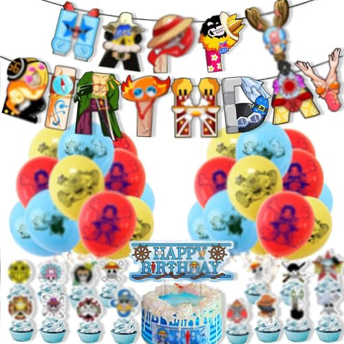 35 Stück Luftballons Geburtstag Dekoration Set, Tortendeko Cupcake, Banner Party Deko Geburtstag Set, Partyzubehör Set, Cartoon Geburtstagdekoration, Geburtstagsdeko Jungen