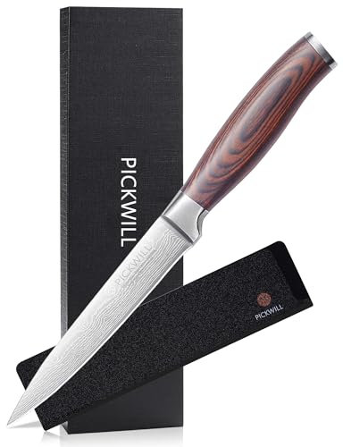 PICKWILL Allzweckmesser Küche Profi 13 cm Küchenmesser Klein Scharf Gemüsemesser Obstmesser Schälmesser Universal Kochmesser aus Deutscher Edelstahl, ergonomischer Holzgriff