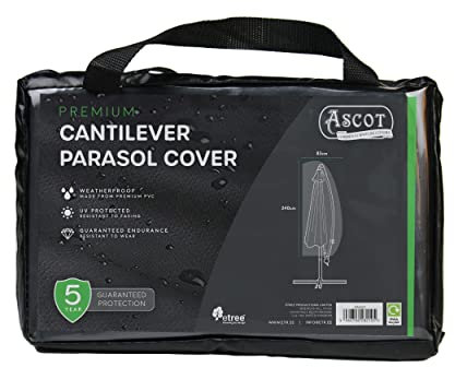 Ascot Premium Cantilever Parasol Cover - 83 (W) X 240 (H) cm Deep Black