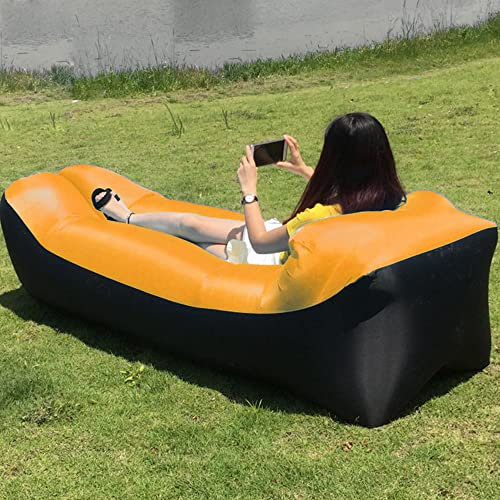 Hixingo Aufblasbares Sofa Wasserdichtes Strandliege Tragbares Luftsofa Outdoor Sofa Mit Tragetasche Reißfest Camping Sofa für Camping, Strand, Park, Reisen (One Size,orange)