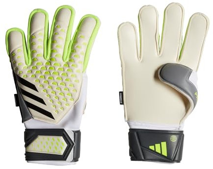 Adidas Unisex Goalkeeper Gloves (Fingersave) Pred Gl MTC Fs, White/Lucid Lemon/Black, IA0877, 9