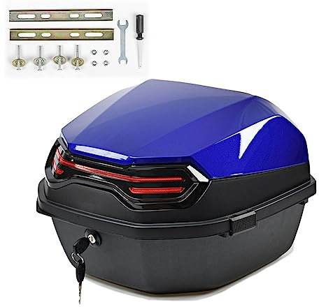 FouncY Motorradkoffer Topcase 36L Motorrad Kofferraum, Wasserdicht Rollerkoffer Helmkoffer 40 × 40 × 28 cm für Roller Mofa Motorroller Motorrad Quad Zubehör Koffer hinten (Color : A, Size : 35L)