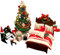 DIY Weihnachts-Miniatur-Puppenhaus-Set, Realistisches 3D-Haus, Zimmer-Bastelarbeiten mit Bett, Steppdecke, Kissen, Klavier, Lichtern, Weihnachtskranz, Weihnachtsbaum, Perfektes