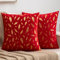 Sofakissen 45x45 Deko Kissenbezug Rot Boho Moderne Samt mit Federn Goldenen Bronzing Kissenhülle Couchkissen Bezüge Herbst für Wohnzimmer Garten Sofa Garten Weihnachten Kissen Heimdekoration 2er Set