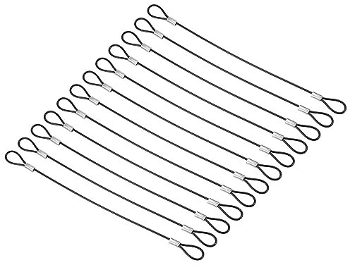 PATIKIL 0,6Ft Sécurité Câble Verrouillage, 12 Paquet Inox Acier 2mm Dia Sécurité Fil Corde avec Double Boucle pour Scène Éclairage Bagage Serrure Noir