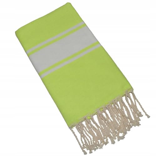 Pawakabano Fouta Hamamtuch Saunatuch Strandtuch Baumwolltuch Badetuch Baumwolle ca. 200x100 cm (Neon-Zitrone)