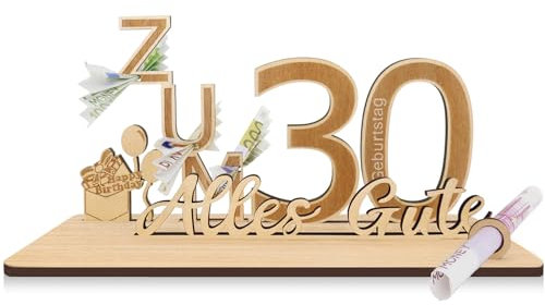 Sugeru Geldgeschenke Geburtstag Zum 30 | 25x13x12cm | Geburtstag Frauen Mann | Geschenke aus Holz Dekoration,Personalisierte Geldgeschenk | Geldgeschenk für Freunde, Familie, Liebhaber-Gästebuch