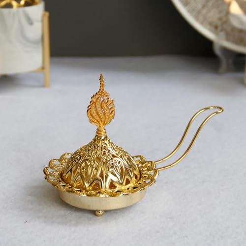 Porta Incenso Eid in Oro, Antico Porta Incenso Arabo, Vaso Vintage per Aromaterapia, Fornello in Ferro Artistico, Supporto per Candele Profumate, Decorazione per la Casa