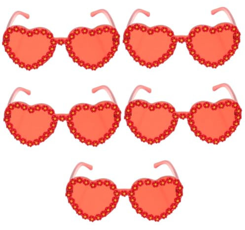 PACKOVE 5St Herz Sonnenbrille bunte sonnenbrille farbige Brille Strandsonnenbrille schnapsgläser rahmenlose Brille Damen-Sonnenbrille Mode Sonnenbrillen Herzförmig Süssigkeit Baby Stk rot