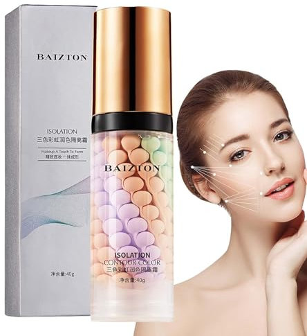 Primer Concealer Foundation Isolationscreme Drei Farben Primer Makeup Natürliches Porengrundierung,Hauttonkorrektur-Gesichtsserum, One-Step-Gesichts-Make-up-Grundierung