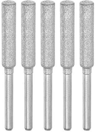 sourcing map 5pcs Diamond Chainsaw Sharpener Bits 3/16 4.8mm Cylinder Head Electric Chain Saw Grinder