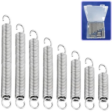 22pcs Extension Springs Assortment Kit, Length 5cm 6cm 7cm 8cm 9cm 10cm 11cm 12cm, Wire Diameter 1.2mm, Outside Diameter 12mm, Mechanical Strong Extension Springs with Hook Ends for DIY Repair