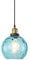 EKSED Suspension Boule Verre Ondulé - Lampe Suspendue Vague avec Abat-Jour Laiton pour Îlot Cuisine & Salle à Manger (Bleu clair,20cm)