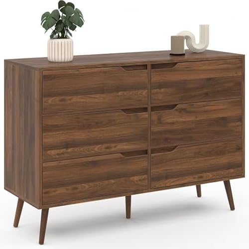 IDMarket Helsinki - Cajonera con 6 cajones (115 cm), diseño escandinavo, color nogal