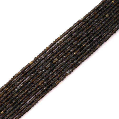 Facettierte natürliche 2-3mm Goldener Obsidian Würfel Quadrat lose Perlen Edelstein kleine lose Perlen Heilung Kristall Energie Stein für DIY-Schmuck machen 15