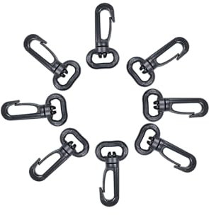BAIWOAK Kunststoff-Karabinerhaken, 13 to15mm Kunststoff-Karabinerhaken, drehbarer Karabinerhaken, drehbare Klaue, Schnalle, Verschlusshaken für Gurt, Schwarz