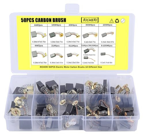 RICHERI Kohlebürsten für Elektromotor, 10 verschiedene Größen, für Reparatur, Elektrowerkzeugteil (50 Stück)