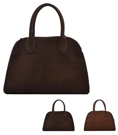 LOUPKC Wildleder-Einkaufstasche, Kunstleder-Einkaufstasche, Vintage-Henkeltasche, Umhängetasche, 2024 neue Wildleder-Einkaufstasche for Frauen(Coffee,L)