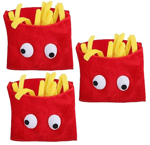 QUMIIRITY 3St Pommes-Frites-Hut fasching kopfbedeckung fastnacht kopfbedeckung cap lustig die hatd Kröte Hut Festival-Kopfbedeckung Cosplay-Kostüm für Erwachsene Cartoon-Hut-Requisite Tuch
