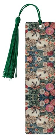 Holz-Lesezeichen mit floralem Igel-Druck, für Männer und Frauen, für jedes Buch, Tagebuch oder Notizbuch, Geschenk für Buchliebhaber