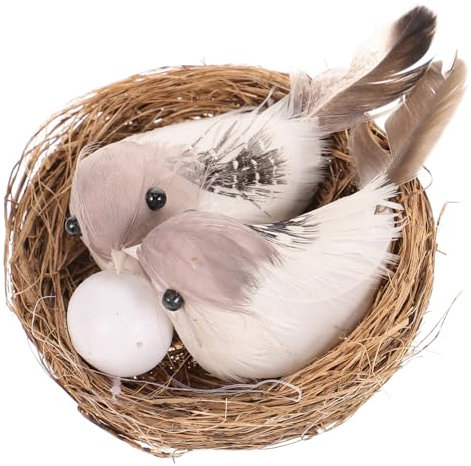 BESPORTBLE 1 Satz Polygonaler Serviettenring Drachenei Nest Vogel Weihnachtsschmuck Rebhuhn künstliche Federn Ostern künstliches Vogeldekor Vögel und Vogeleier aus Kunststoff