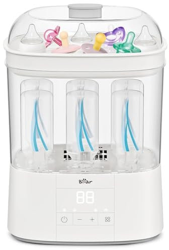 Bear Bottle Sterilizer and Dryer, Electric Steam Baby Bottle Sterilizer and Dryer, All-in-One Sterilizer 2 Layers Large for Baby Bottles, Parts & Other Newborn Essentials - HEPA Filtration