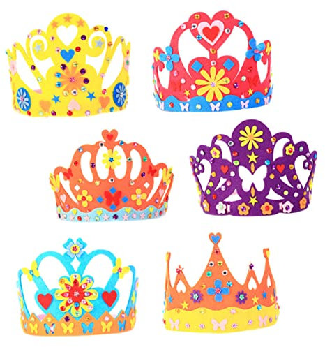 NAMOARLY 6 Sätze Diy Krone Kinderhandwerk Geburtstagsdekorationen Für Jungen Lesezeichen Für Bastelsets Geburtstagskrone Für Kronen Für Mädchen Kinderkrone Nicht Gewebt