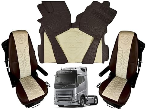 LKW-Fußmatten für VOLVO FH4 FH5 FH Aero Fußmatte + Sitzbezüge (braun-beige)
