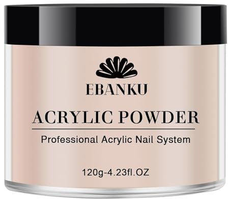 EBANKU Nude Acrylic Powder, 120g/4.23oz Cover Nude Nail Acrylic Powder Large Capacity Professional Acrylic Nail Powder for Nail Extension, Nail Carving, Long-Lasting, No Nail Lamp Needed(Dark Nude)