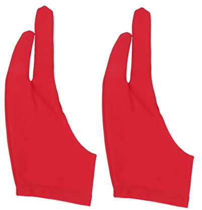 VALICLUD 2 Pcs Two Finger Drawing Gloves for Artists Curved Sketch Gloves in Red Size m Lightweight Breathable for Digital Art and Traditional Sketching