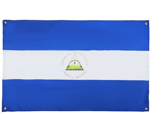 AZ FLAG Bandera Nicaragua 150x90 cm con 4 ojales, bandera nicaragüense para balcón o pared
