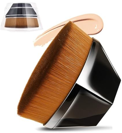 Pinceau plat pour fond de teint, fond de teint, pinceau pour le corps, pinceau auto-bronzant, pinceau blush, pour mélanger liquide, anti-cernes de qualité supérieure, crème (noir)