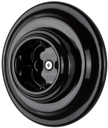 1x Stk - Lightstock Retro Unterputz-Steckdose Porzellan UP1S-1 (Schwarz)