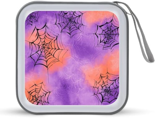 Jubonexis Halloween-Spinnennetz-CD-Hülle, DVD-Aufbewahrung, tragbar, für Auto, Zuhause, Reisen