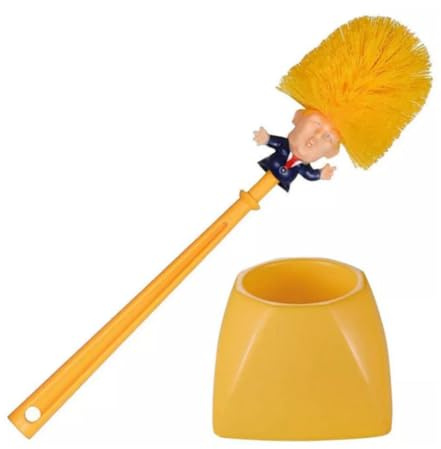 Bathroom Donald Trump Toilet Brush with Holder, Cleaning Brush Set, Funny Novelty Gift for Bathroom Decor, Housewarming, Holiday Surprise