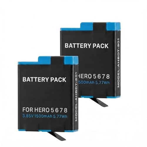 Confezione da 2 batterie di ricambio da 1500 mAh per GoPro Hero 8 Hero 7 6 5 Black Action Cameras, batteria agli ioni di litio sostituisce AHDBT-801