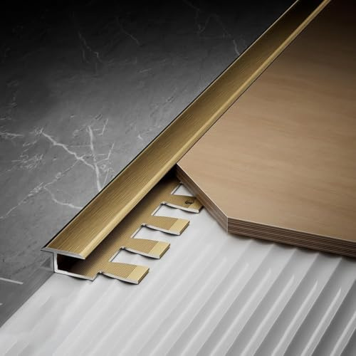 Aluminium Übergangsprofil ohne Bohren, 3 x 90cm Flaches T Profil für Böden