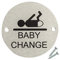 Fire Door Guru® Baby Change Door Sign - 76mm Disc - Stainless Steel Safety Sign - Fixings Included