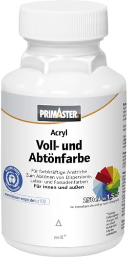 Primaster Voll- und Abtönfarbe 250ml Weiß Matt Acryl Dispersionsfarbe