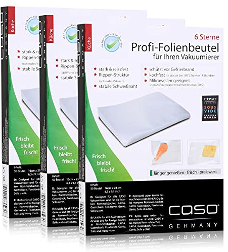 Caso Profi- Folienbeutel 16x23cm / 50 Beutel für Vakuumierer Caso (3er Pack)
