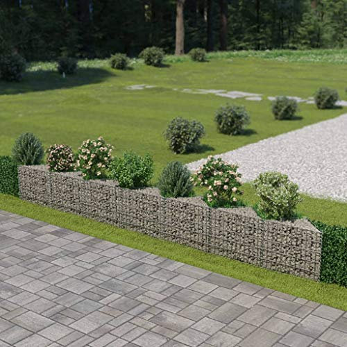 Tidyard Mur de Gabion en Acier Galvanisé Facile à Assembler Argenté 450 x 30 x 50 cm