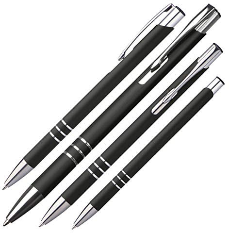 10 schlanke Kugelschreiber / aus Metall / Farbe: schwarz