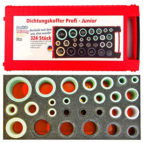 Qualitäts Dichtungskoffer Profi - Junior | 324 Dichtungen | für Heizung Sanitär Solar überwiegend DVGW-, ELL-, W270- Zulassungen Airfit