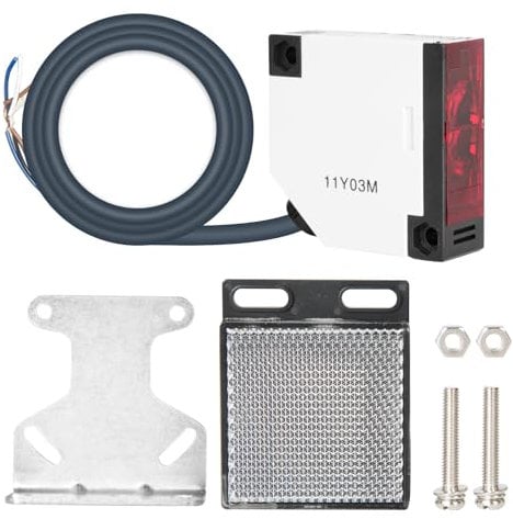 Heaveant Reflektor Lichtschranke, E3JK-R4M1 Fotoelektrischer Sensorschalter AC 90-250 V 3A Sensor Induktionsabstand 0.1-4M Einstellbar