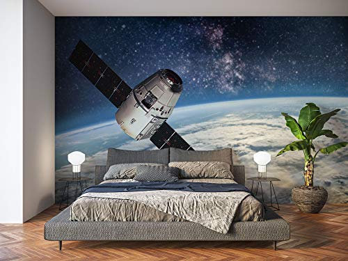 Oedim Tapete für die Wand, Raumschiff in Orbit | Wandbild | Tapete | 350 x 250 cm | Dekoration für Esszimmer, Wohnzimmer, Schlafzimmer