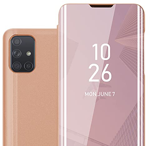 Cadorabo Hülle kompatibel mit Samsung Galaxy A71 4G Schutzhülle TPU Silikon Case 360 View Spiegel, Slim Kratzfest Weiche Gummi mit Rundumschutz Cover Hülle für Galaxy A71 4G in Pink