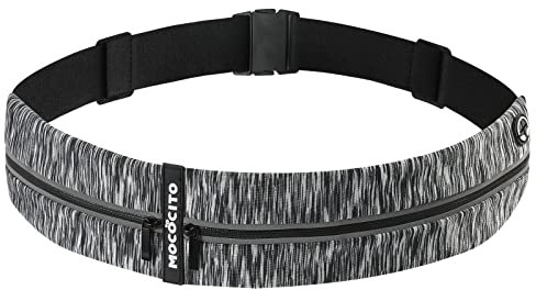 MOCOCITO Riñonera Running Cinturón para Correr Hombre Mujer Cinturón Running con Cierre Cremallera Riñonera Deportiva Impermeablepara Correr, Gimnasio, Viaje al Aire Libre (Blanco Sucio)
