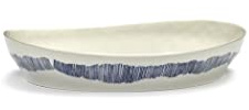 Serving Plate Feast S L30 X W29,5 X H6 cm White Swirl-Stripes Blue