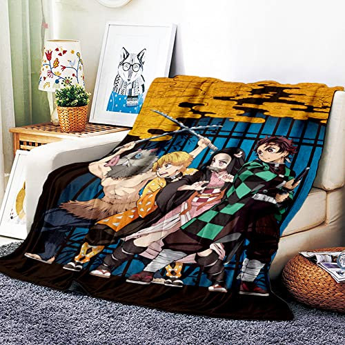 VOZMIO Demon Slayer: Kimetsu No Yaiba Hochwertige Warme Weiche Flanell Plüsch Auf Der Schlafsofa Decke Geeignet Für Klimaanlage Decke Nap Decke (100x150cm (40x60in))