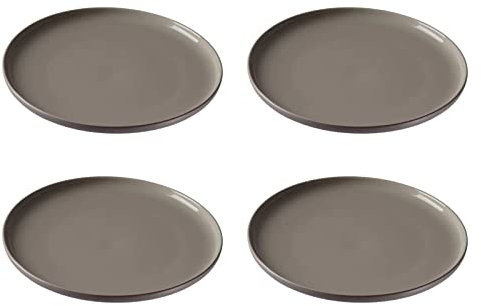 Ritzenhoff & Breker Jasper Lot de 4 assiettes plates, couleur taupe, diamètre 26 cm, en grès, au toucher doux et vernis mat coloré
